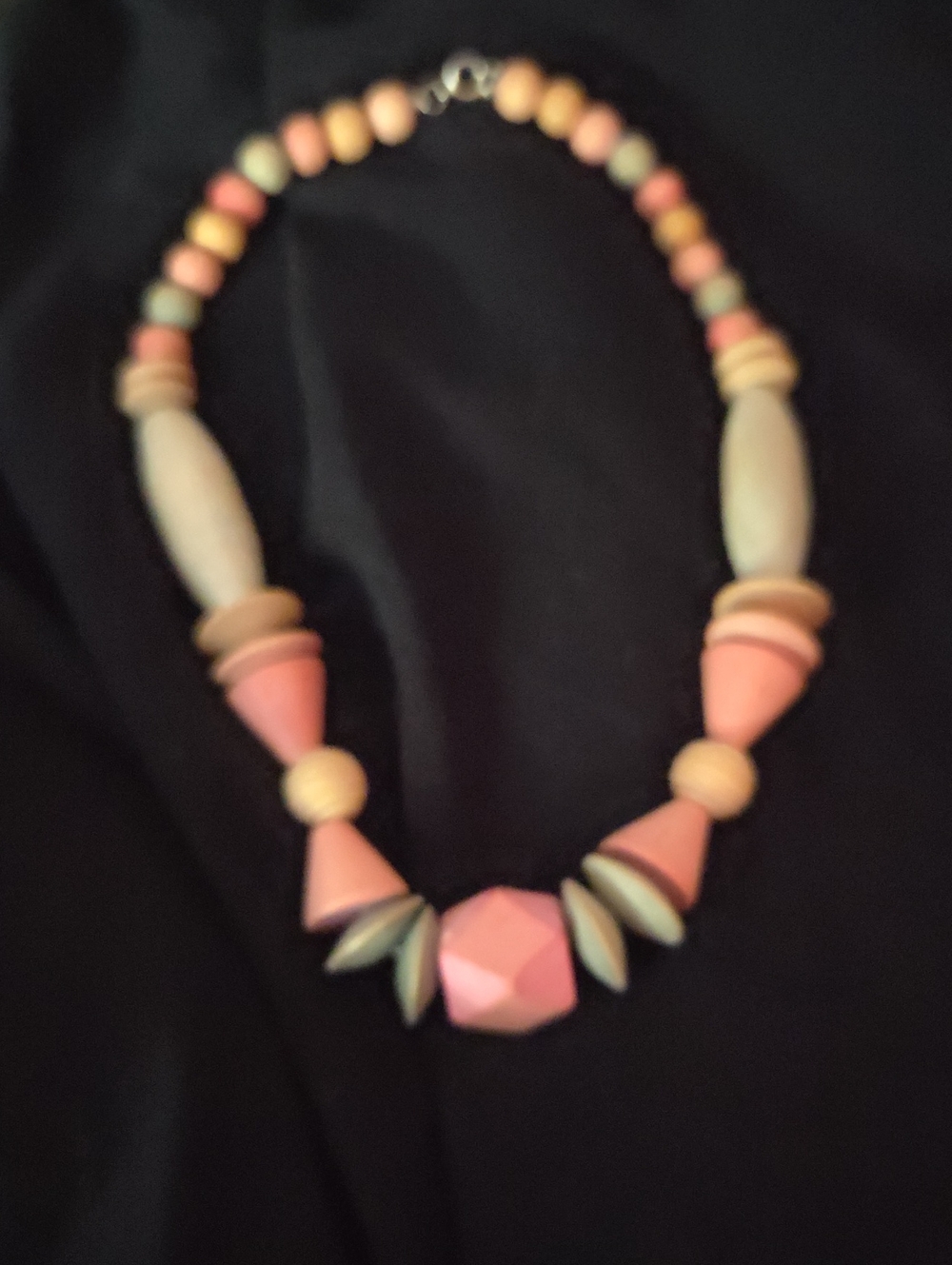 Beautiful 16 Inch Colorful Wooden Necklace